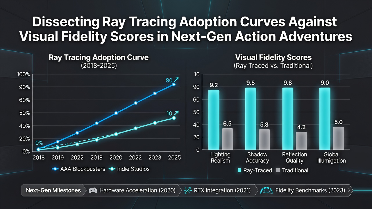 Graph showing ray tracing adoption rates rising alongside visual fidelity metrics in recent action adventure releases
