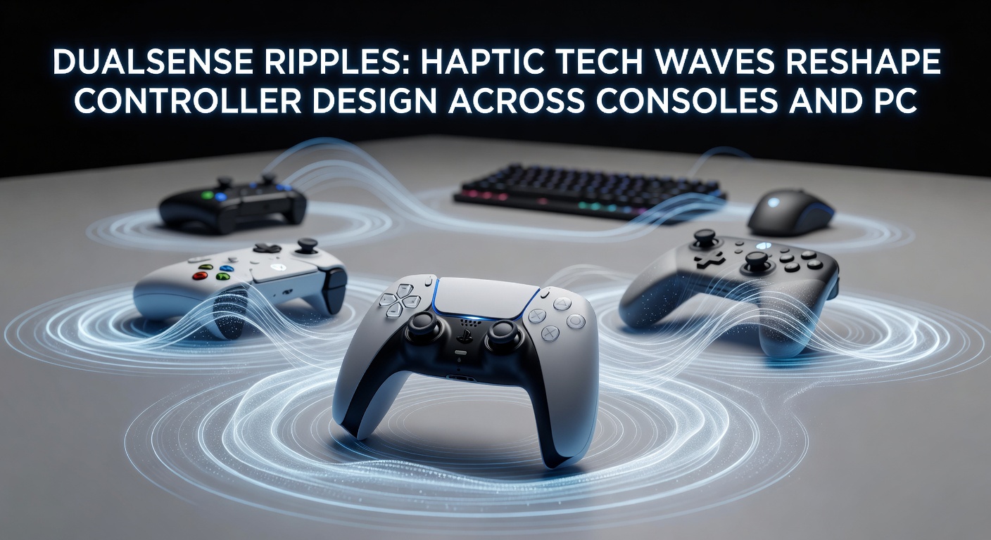 Comparison of DualSense haptic actuators next to traditional rumble motors, highlighting size differences and tech evolution in controller grips