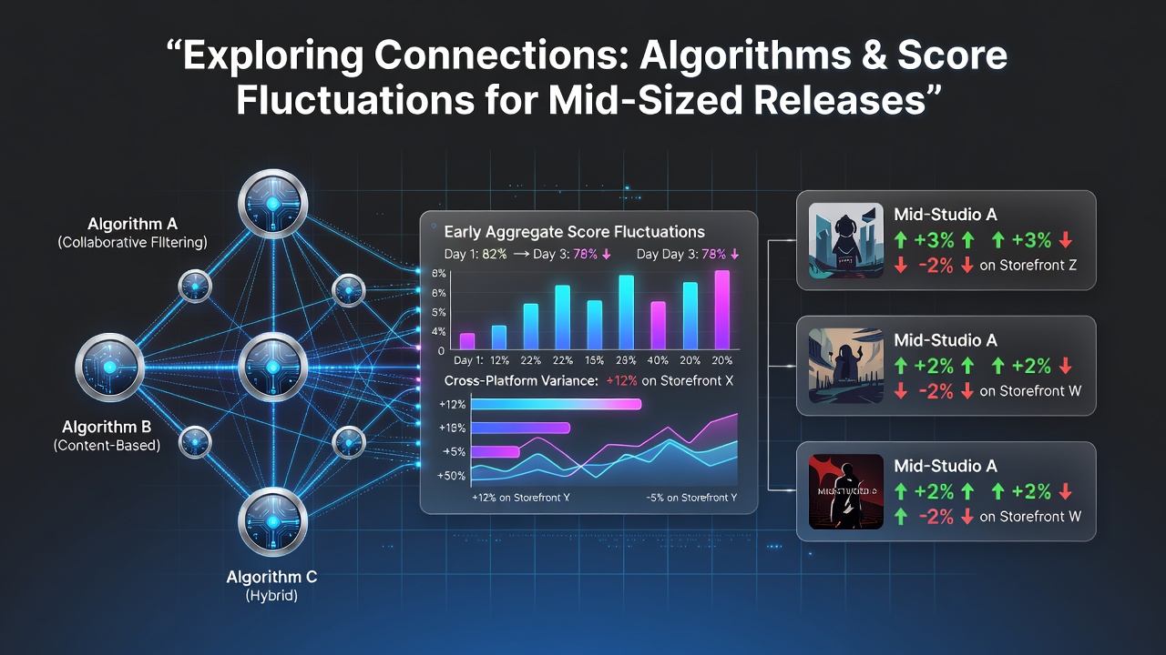 Digital storefront interface showing recommendation carousels and aggregate score displays for recent game releases