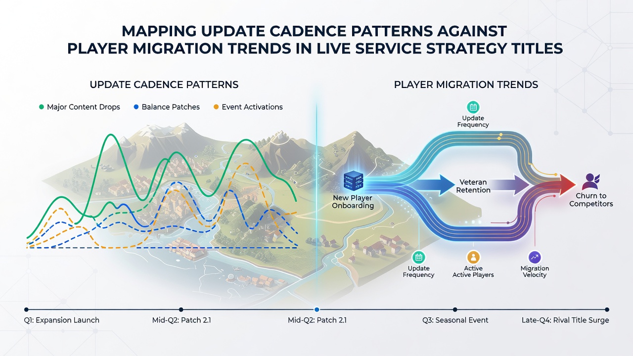 Player migration flow diagrams comparing console and PC ecosystems for strategy titles
