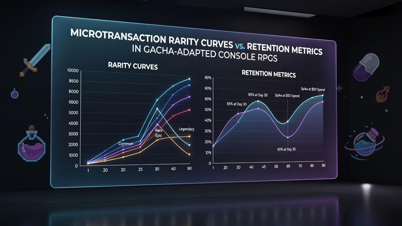 Comparison chart of retention metrics for gacha console RPGs on mobile versus PC platforms