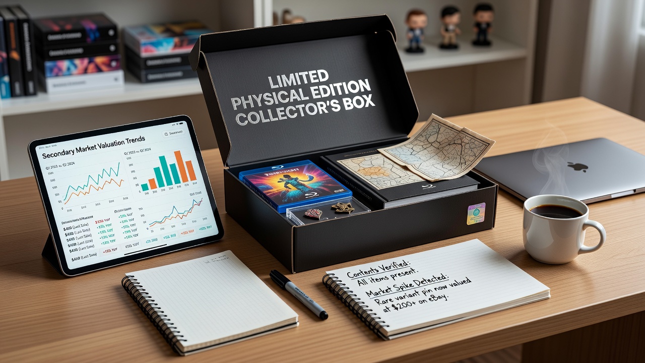 Secondary market price chart showing valuation trends for limited edition console collector boxes over multiple quarters